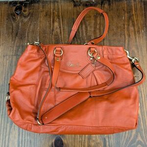 Coach Madison Phoebe Orange Pebbled Leather Shoulder Bag Gold Logo